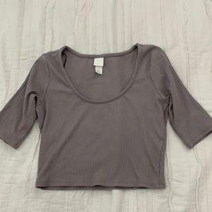 Ribbed Quarter Sleeve Crop Top